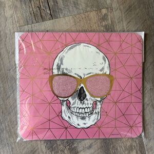Pink Skull Mouse Pad Glitter Sunglasses Goth Desk Pad 8x9 Halloween Office